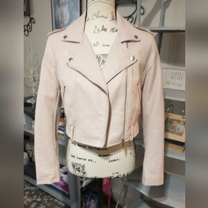 Women's Pink Faux Leather Jacket
